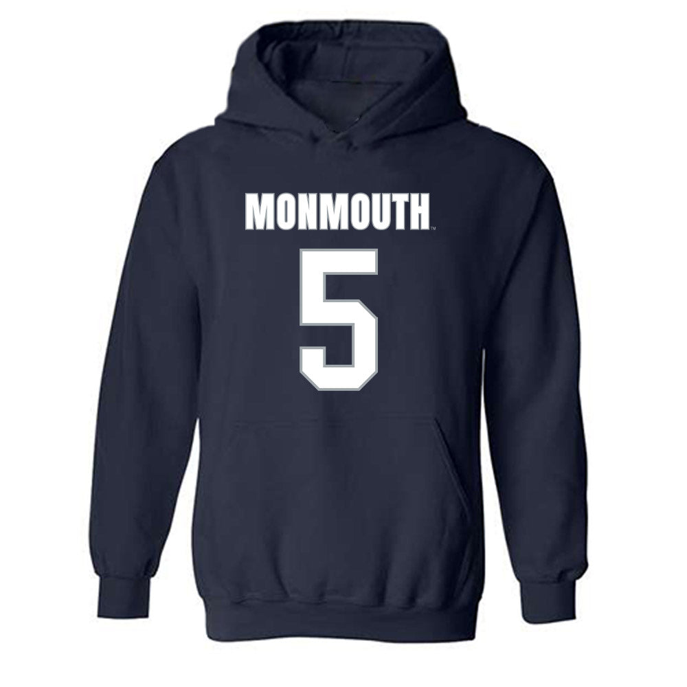 Monmouth - NCAA Men's Lacrosse : Ethan Cronk - Blue Hooded Sweatshirt-0
