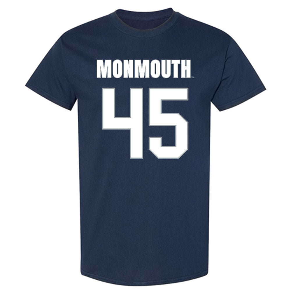 Monmouth - NCAA Men's Lacrosse : Mitch Boudreau - Blue T-Shirt-0