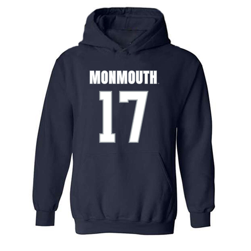 Monmouth - NCAA Men's Lacrosse : Terrence Lacewell - Blue Hooded Sweatshirt-0