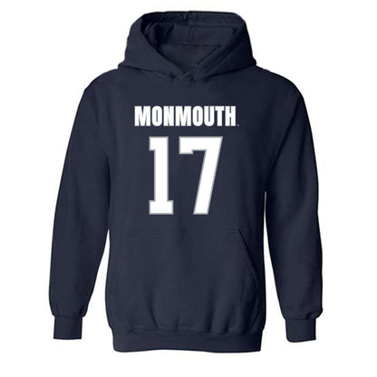 Monmouth - NCAA Men's Lacrosse : Terrence Lacewell - Blue Hooded Sweatshirt-0