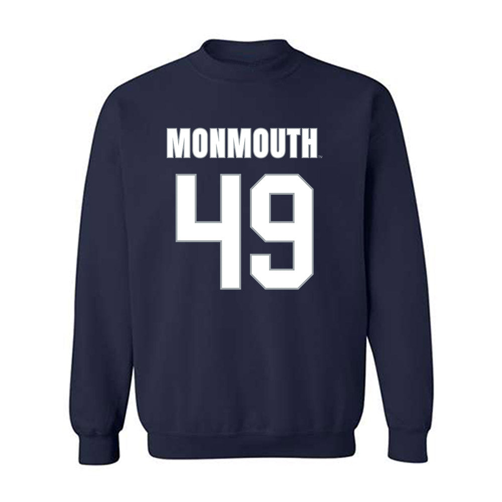 Monmouth - NCAA Men's Lacrosse : Kade Hoogstraten - Blue Crewneck Sweatshirt-0