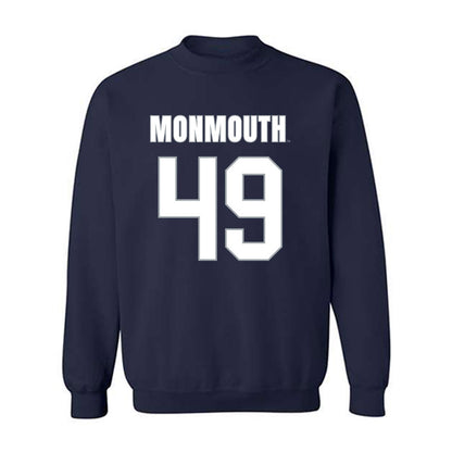Monmouth - NCAA Men's Lacrosse : Kade Hoogstraten - Blue Crewneck Sweatshirt-0