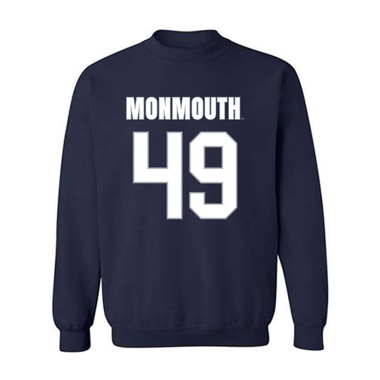 Monmouth - NCAA Men's Lacrosse : Kade Hoogstraten - Blue Crewneck Sweatshirt-0