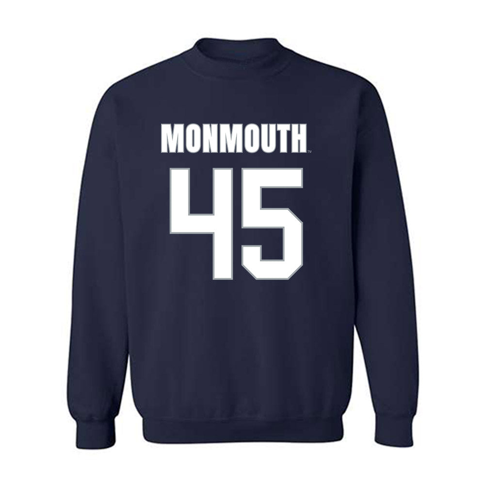 Monmouth - NCAA Men's Lacrosse : Mitch Boudreau - Blue Crewneck Sweatshirt-0