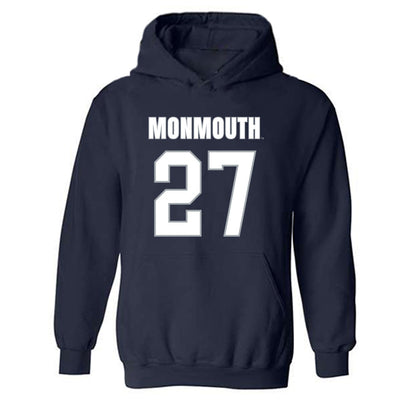 Monmouth - NCAA Men's Lacrosse : Will Brimhall - Blue Hooded Sweatshirt-0