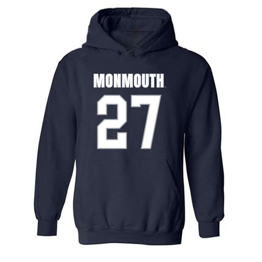 Monmouth - NCAA Men's Lacrosse : Aidan Rupp - Blue Hooded Sweatshirt-0