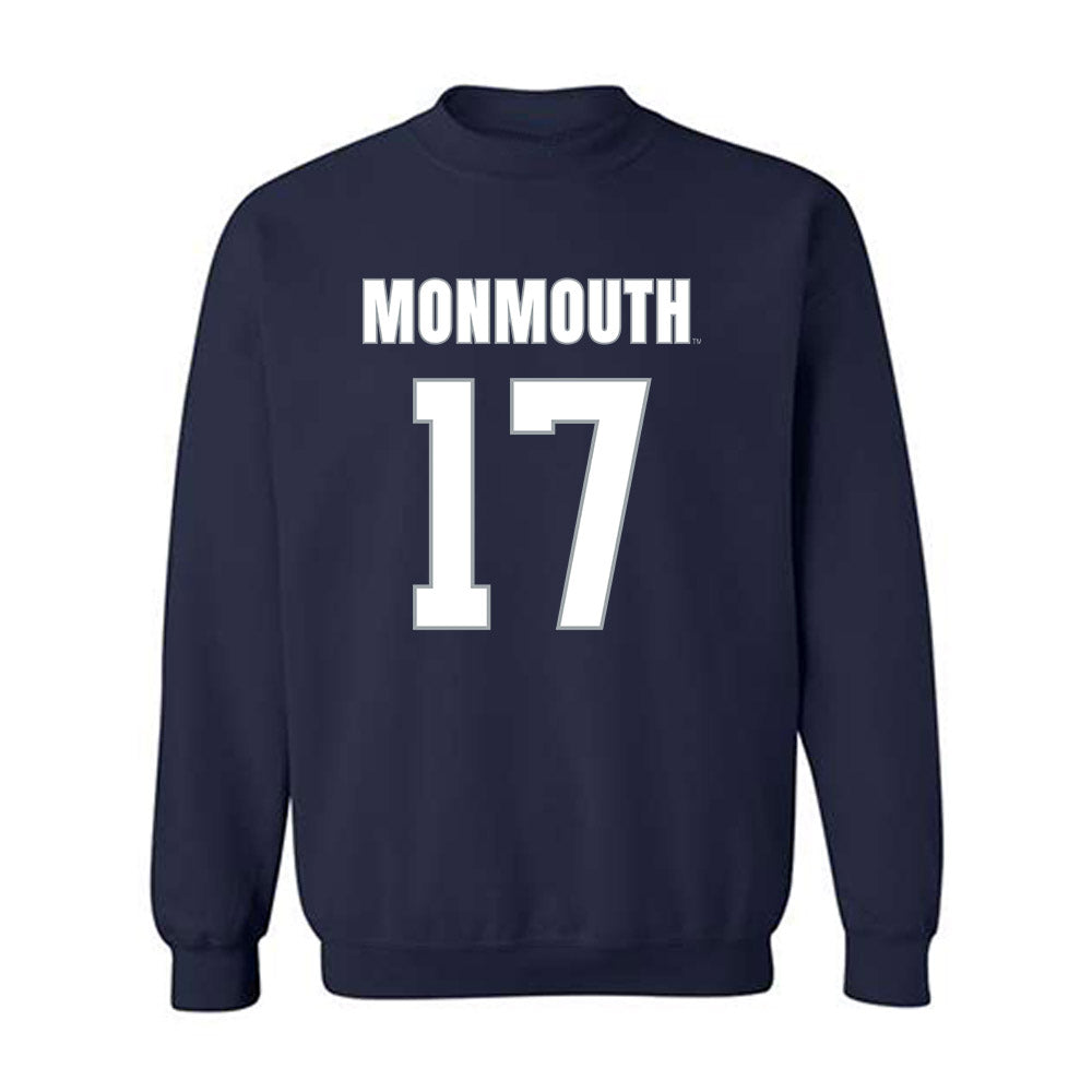 Monmouth - NCAA Men's Lacrosse : Terrence Lacewell - Blue Crewneck Sweatshirt-0