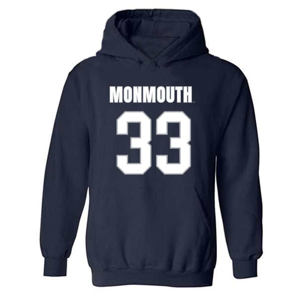 Monmouth - NCAA Men's Lacrosse : Cole Pitcher - Blue Hooded Sweatshirt