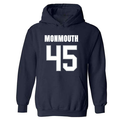 Monmouth - NCAA Men's Lacrosse : Mitch Boudreau - Blue Hooded Sweatshirt-0