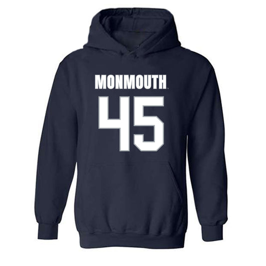 Monmouth - NCAA Men's Lacrosse : Mitch Boudreau - Blue Hooded Sweatshirt-0