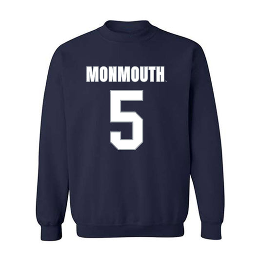 Monmouth - NCAA Men's Lacrosse : Ethan Cronk - Blue Crewneck Sweatshirt-0