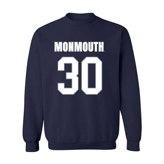 Monmouth - NCAA Men's Lacrosse : Tommy Heller - Blue Crewneck Sweatshirt-0