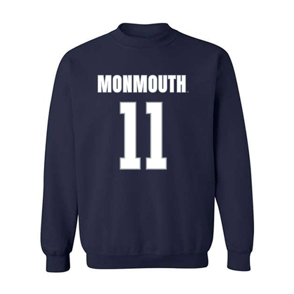 Monmouth - NCAA Men's Lacrosse : Sean Ketchen - Blue Crewneck Sweatshirt-0