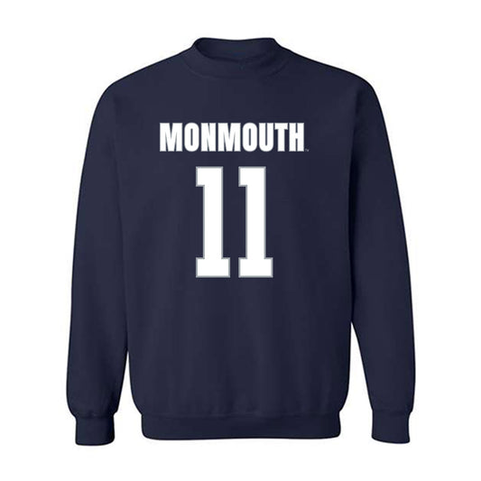 Monmouth - NCAA Men's Lacrosse : Sean Ketchen - Blue Crewneck Sweatshirt-0