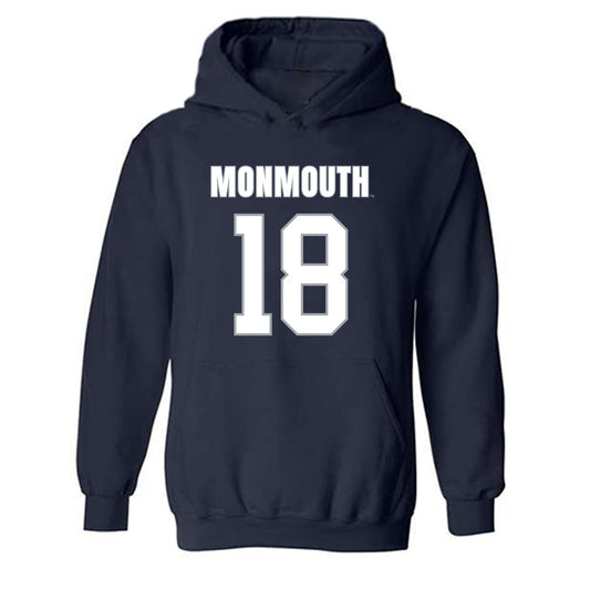 Monmouth - NCAA Men's Lacrosse : Gavin Seaman - Blue Hooded Sweatshirt-0