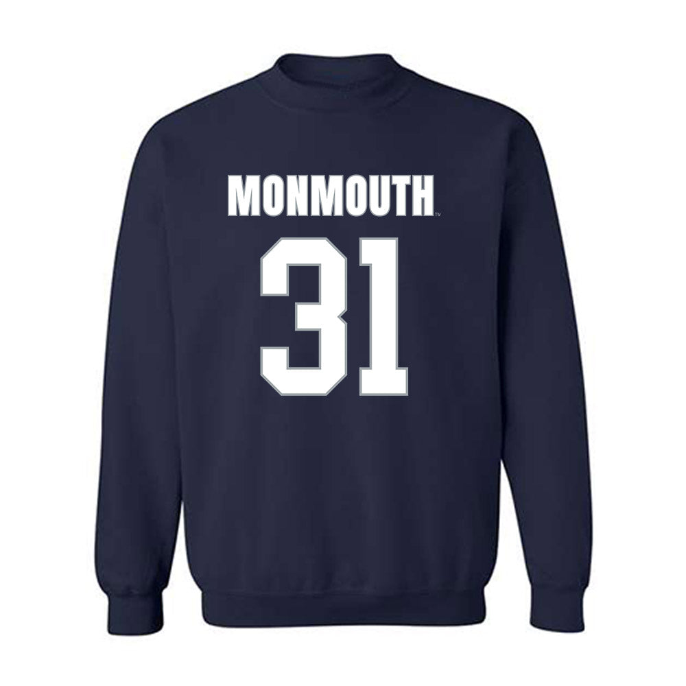 Monmouth - NCAA Men's Lacrosse : Brayden Lasensky - Blue Crewneck Sweatshirt-0