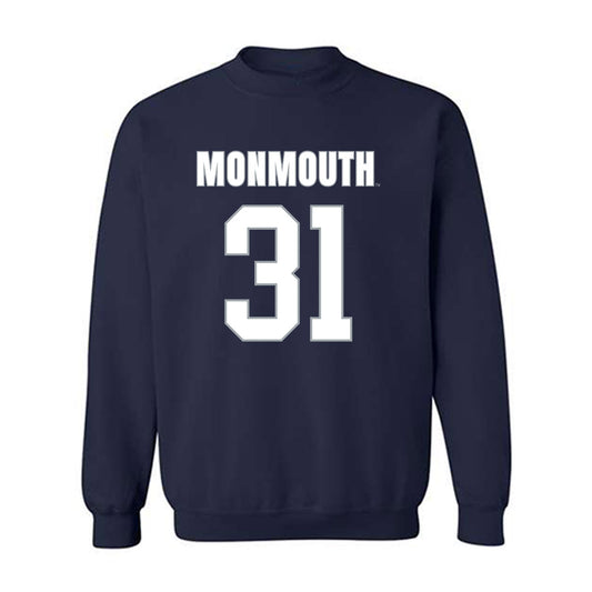 Monmouth - NCAA Men's Lacrosse : Brayden Lasensky - Blue Crewneck Sweatshirt-0