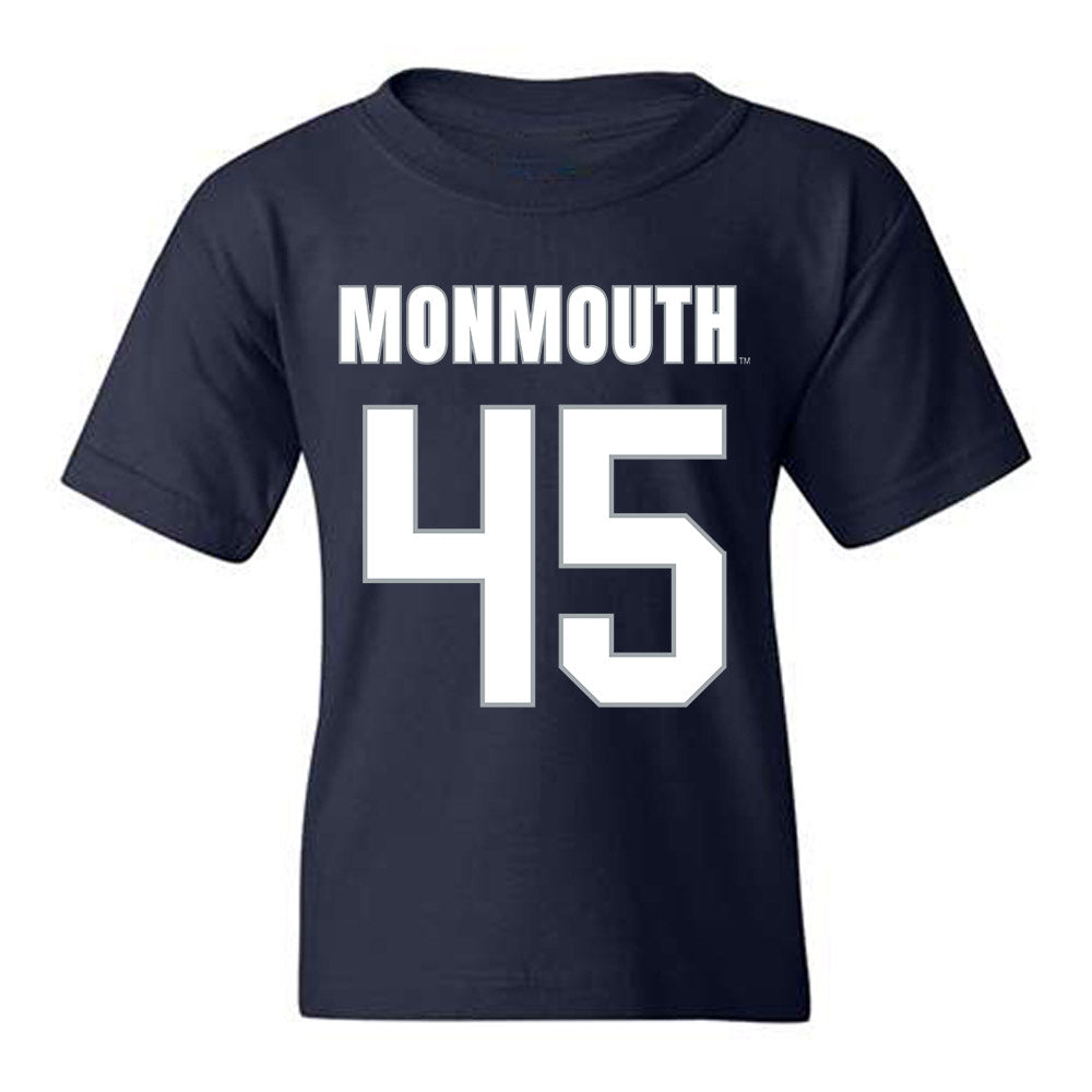 Monmouth - NCAA Men's Lacrosse : Mitch Boudreau - Blue Youth T-Shirt-0