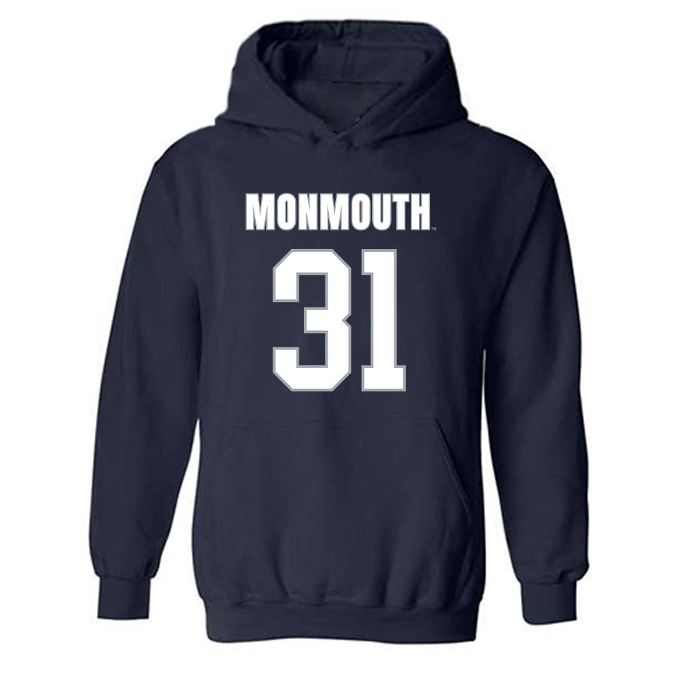 Monmouth - NCAA Men's Lacrosse : Brayden Lasensky - Blue Hooded Sweatshirt-0