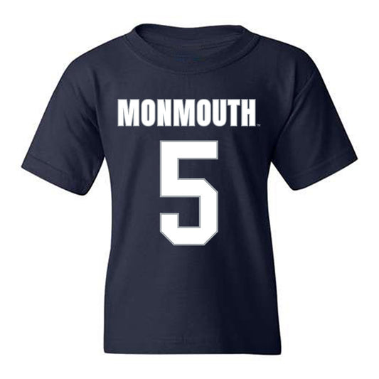 Monmouth - NCAA Men's Lacrosse : Ethan Cronk - Blue Youth T-Shirt-0