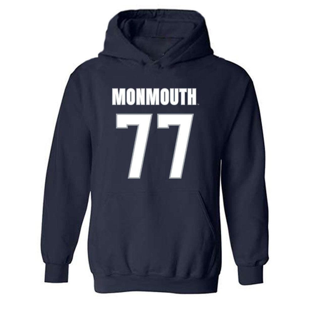 Monmouth - NCAA Men's Lacrosse : Greg Clark - Blue Hooded Sweatshirt-0