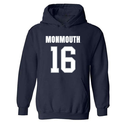 Monmouth - NCAA Men's Lacrosse : Daniel Boyer - Blue Hooded Sweatshirt-0