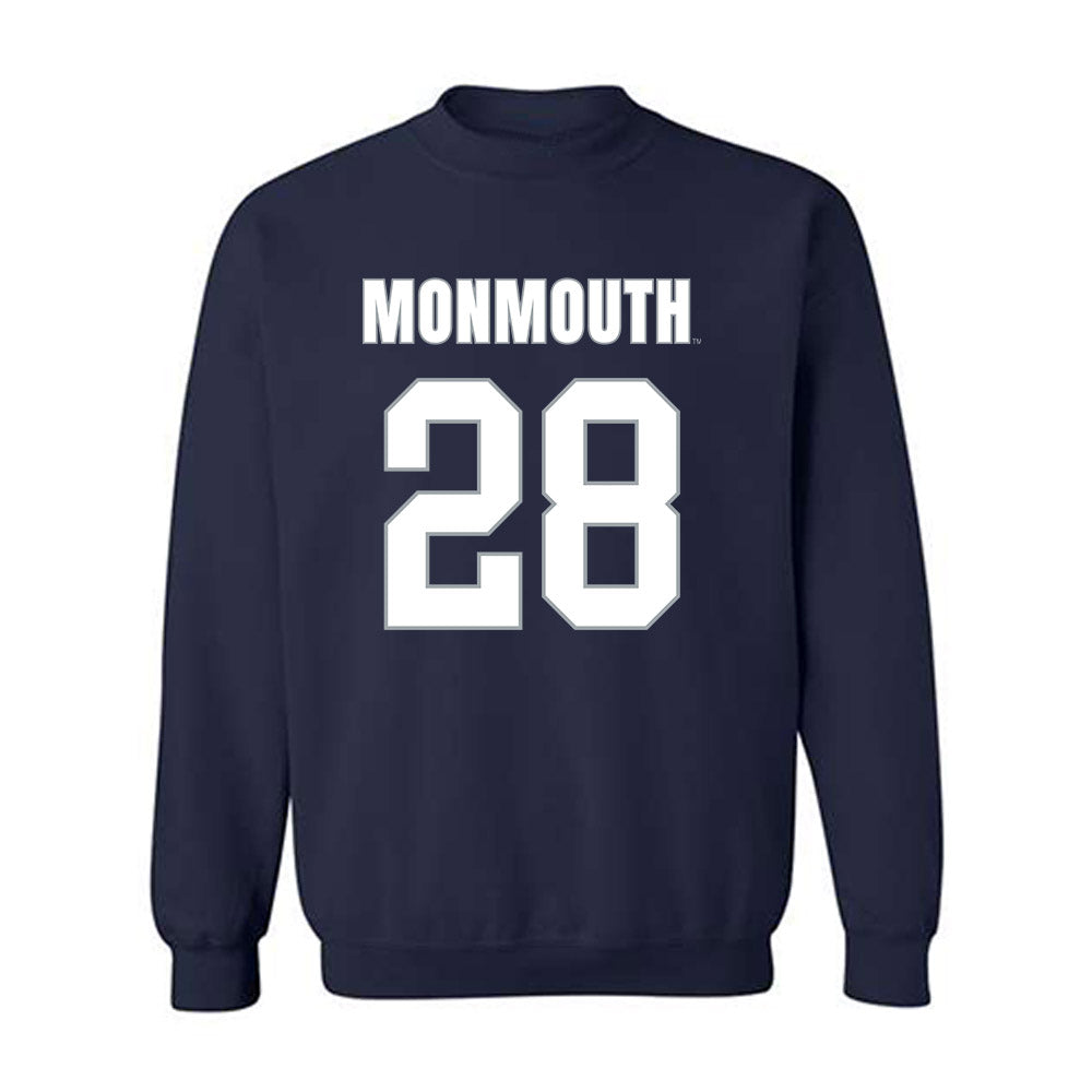 Monmouth - NCAA Men's Lacrosse : Sean Massett - Blue Crewneck Sweatshirt-0