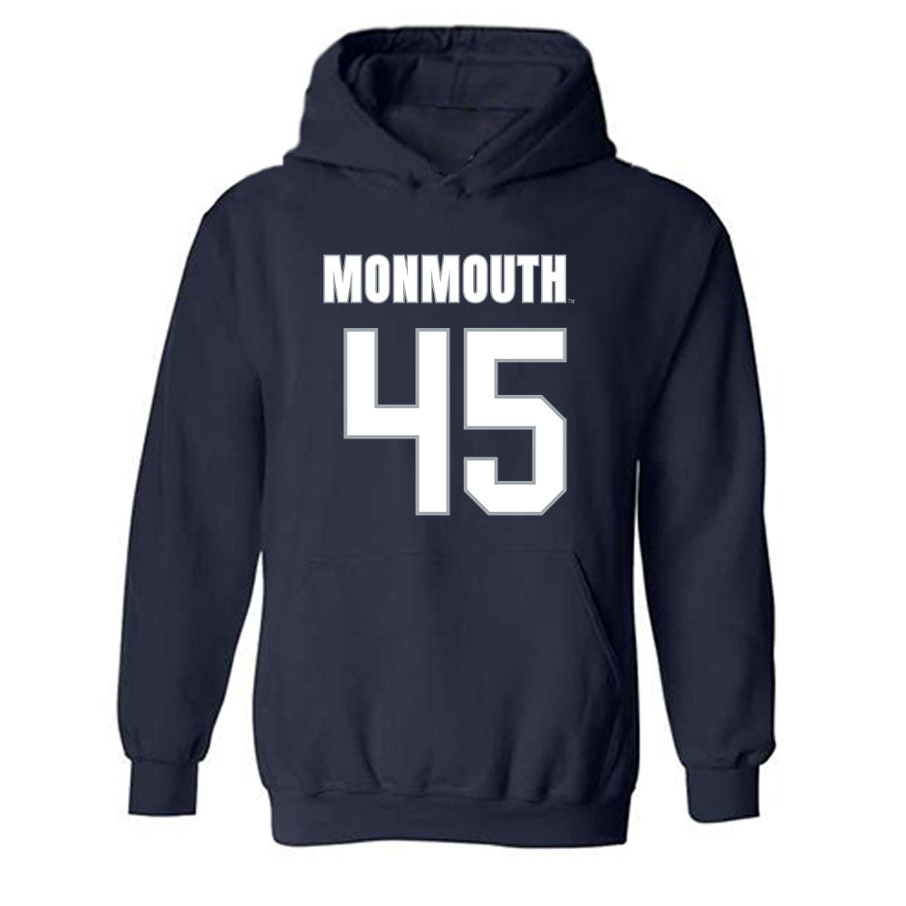 Monmouth - NCAA Men's Lacrosse : Mitch Boudreau - Blue Hooded Sweatshirt-0