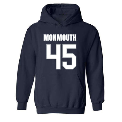 Monmouth - NCAA Men's Lacrosse : Mitch Boudreau - Blue Hooded Sweatshirt-0