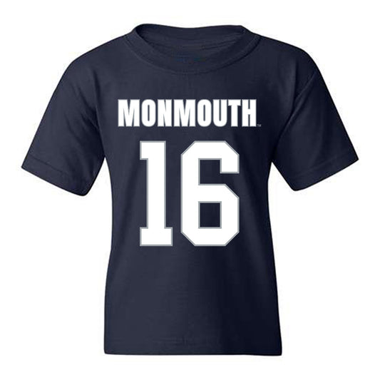 Monmouth - NCAA Men's Lacrosse : Daniel Boyer - Blue Youth T-Shirt-0