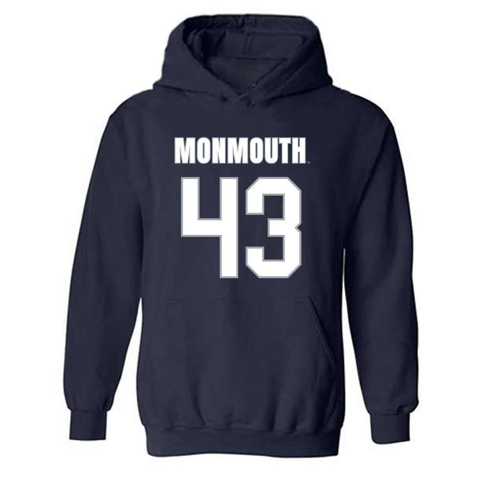 Monmouth - NCAA Men's Lacrosse : Lance Martineau - Blue Hooded Sweatshirt-0
