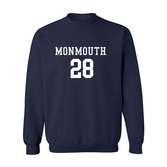 Monmouth - NCAA Men's Soccer : Jasen Bottini - Blue Crewneck Sweatshirt-0