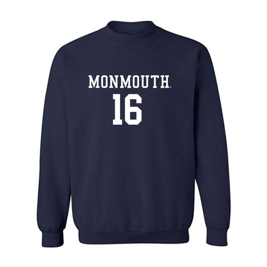 Monmouth - NCAA Men's Soccer : Colin Volpe - Blue Crewneck Sweatshirt-0