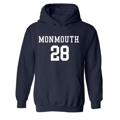 Monmouth - NCAA Men's Soccer : Jasen Bottini - Blue Hooded Sweatshirt-0