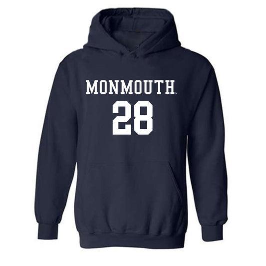 Monmouth - NCAA Men's Soccer : Jasen Bottini - Blue Hooded Sweatshirt-0