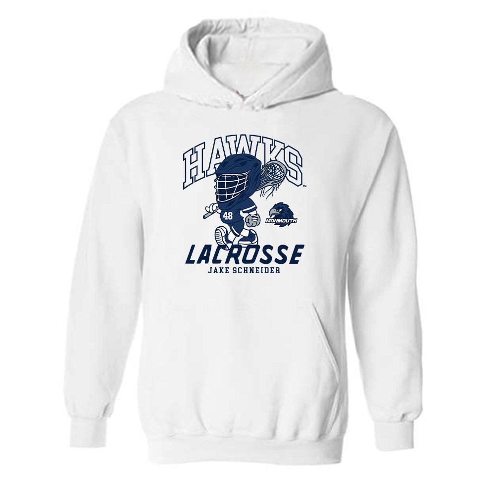 Monmouth - NCAA Men's Lacrosse : Jake Schneider - Fashion Shersey Hooded Sweatshirt-0