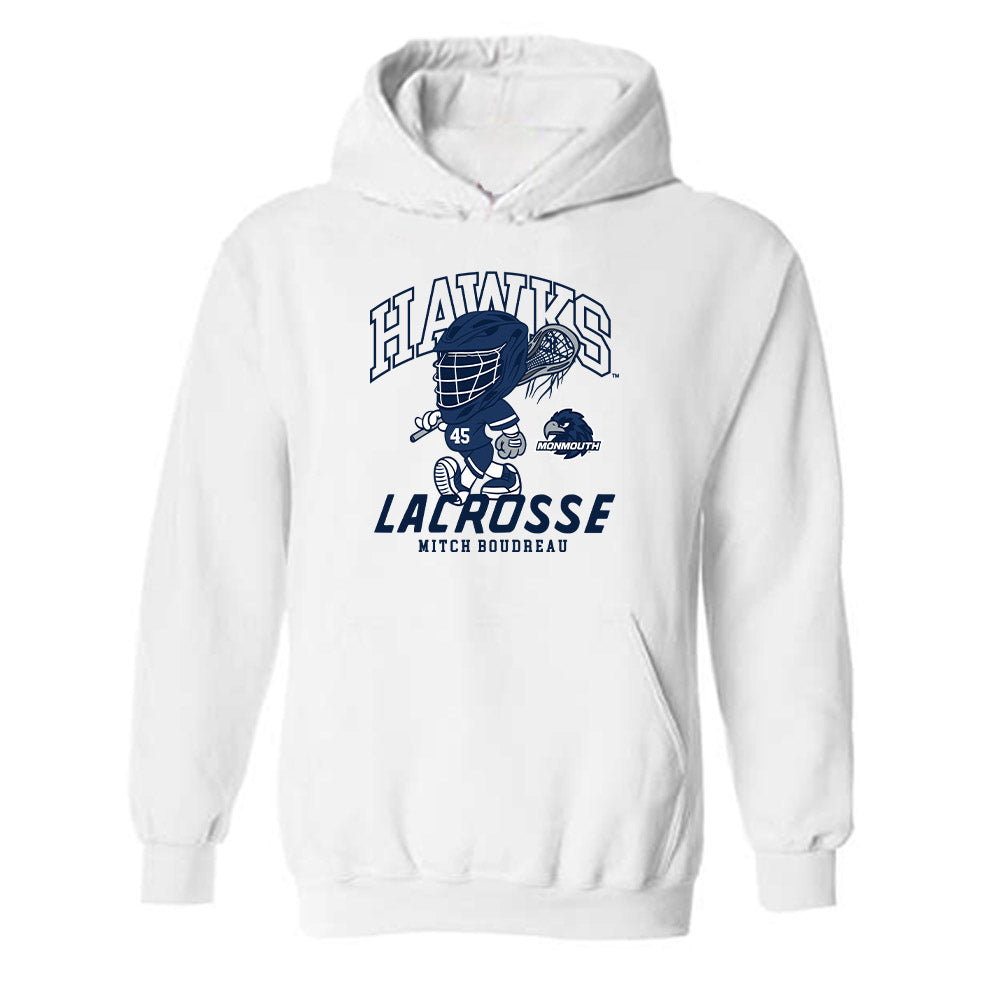 Monmouth - NCAA Men's Lacrosse : Mitch Boudreau - Fashion Shersey Hooded Sweatshirt-0