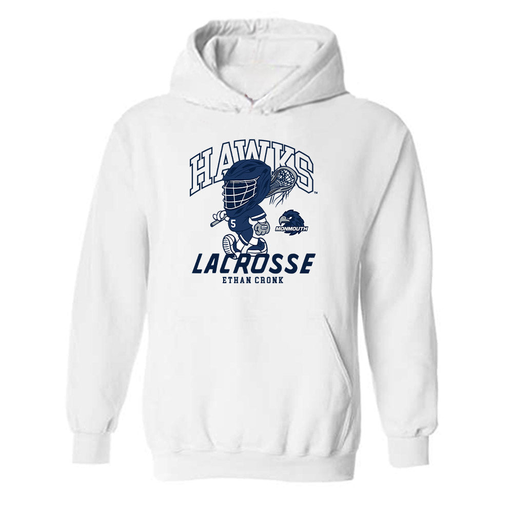 Monmouth - NCAA Men's Lacrosse : Ethan Cronk - Fashion Shersey Hooded Sweatshirt-0