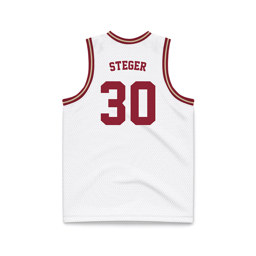 Boston College - NCAA Men's Basketball : Caleb Steger - White Throwback Basketball Jersey-1