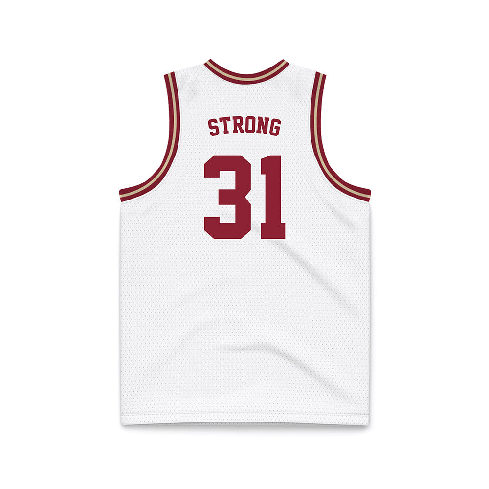 Boston College - NCAA Men's Basketball : Elijah Strong - White Throwback Basketball Jersey