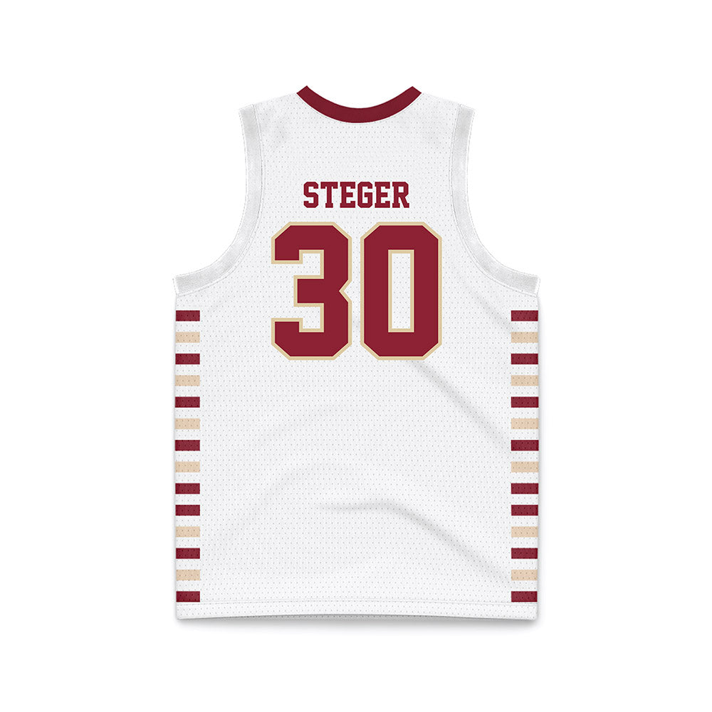 Boston College - NCAA Men's Basketball : Caleb Steger - White Basketball Jersey-1