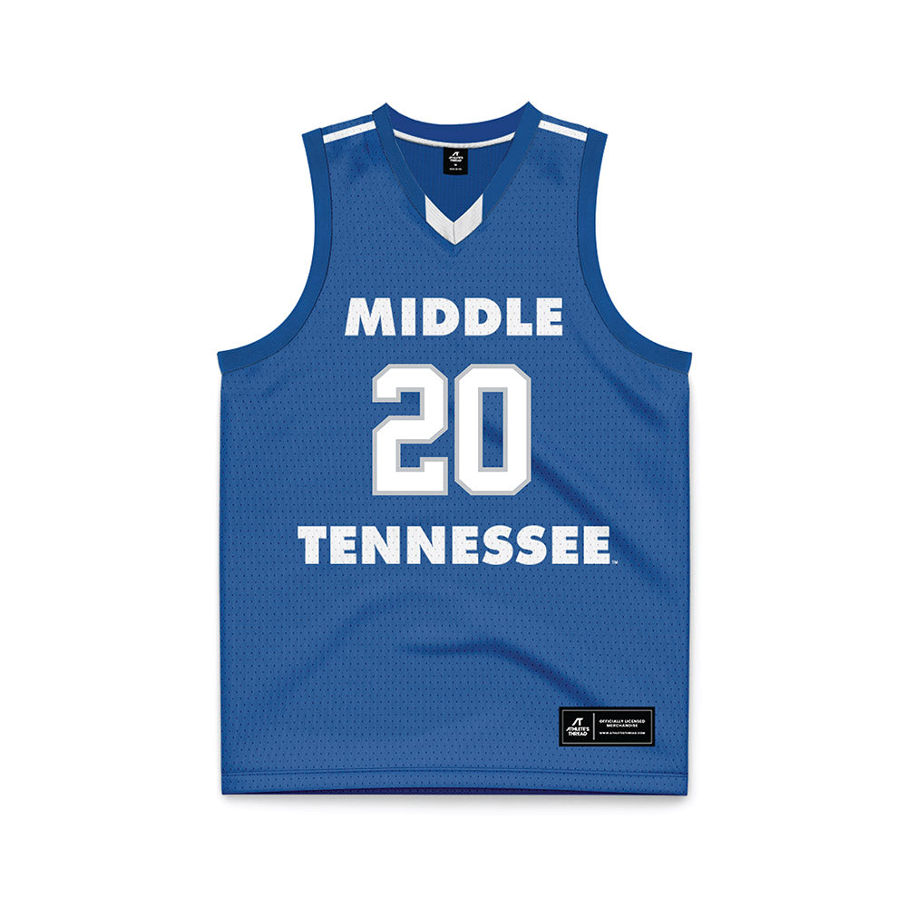 MTSU - NCAA Men's Basketball : Savon Wykle - Blue Basketball Jersey-0