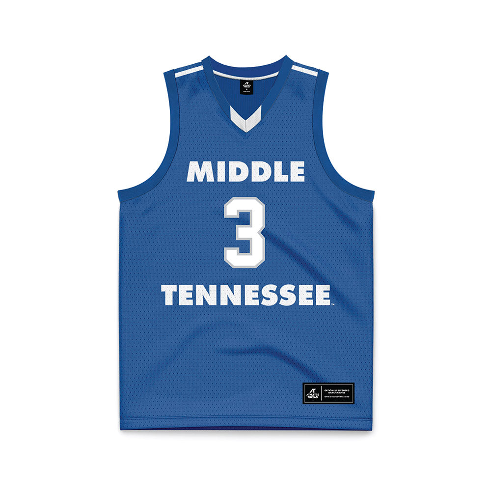 MTSU - NCAA Men's Basketball : Luka Jovanovic - Blue Basketball Jersey-0