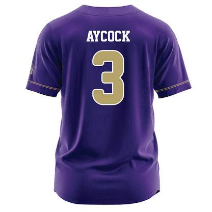 JMU - NCAA Baseball : Cameron Aycock - Purple Jersey-1