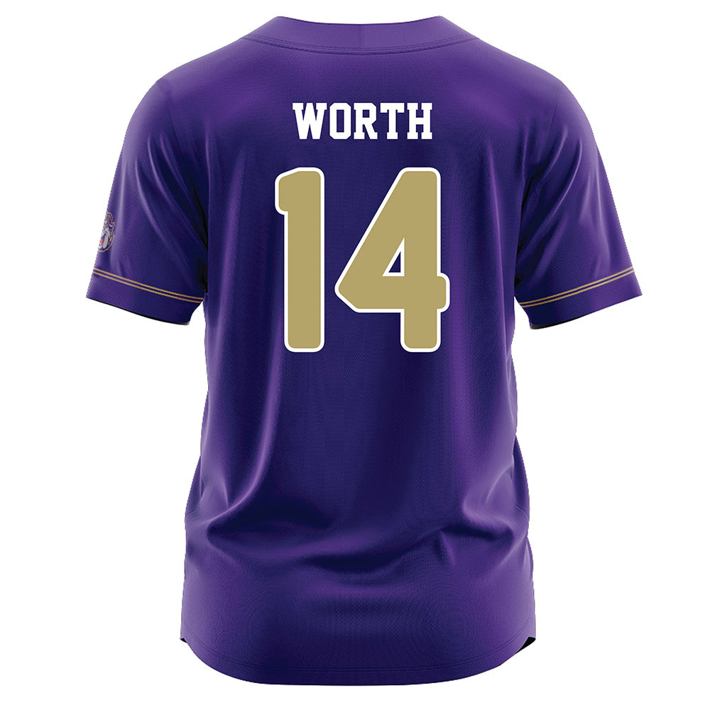 JMU - NCAA Baseball : Conner Worth - Purple Jersey-1
