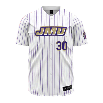 JMU - NCAA Baseball : Lane Duff - White Jersey