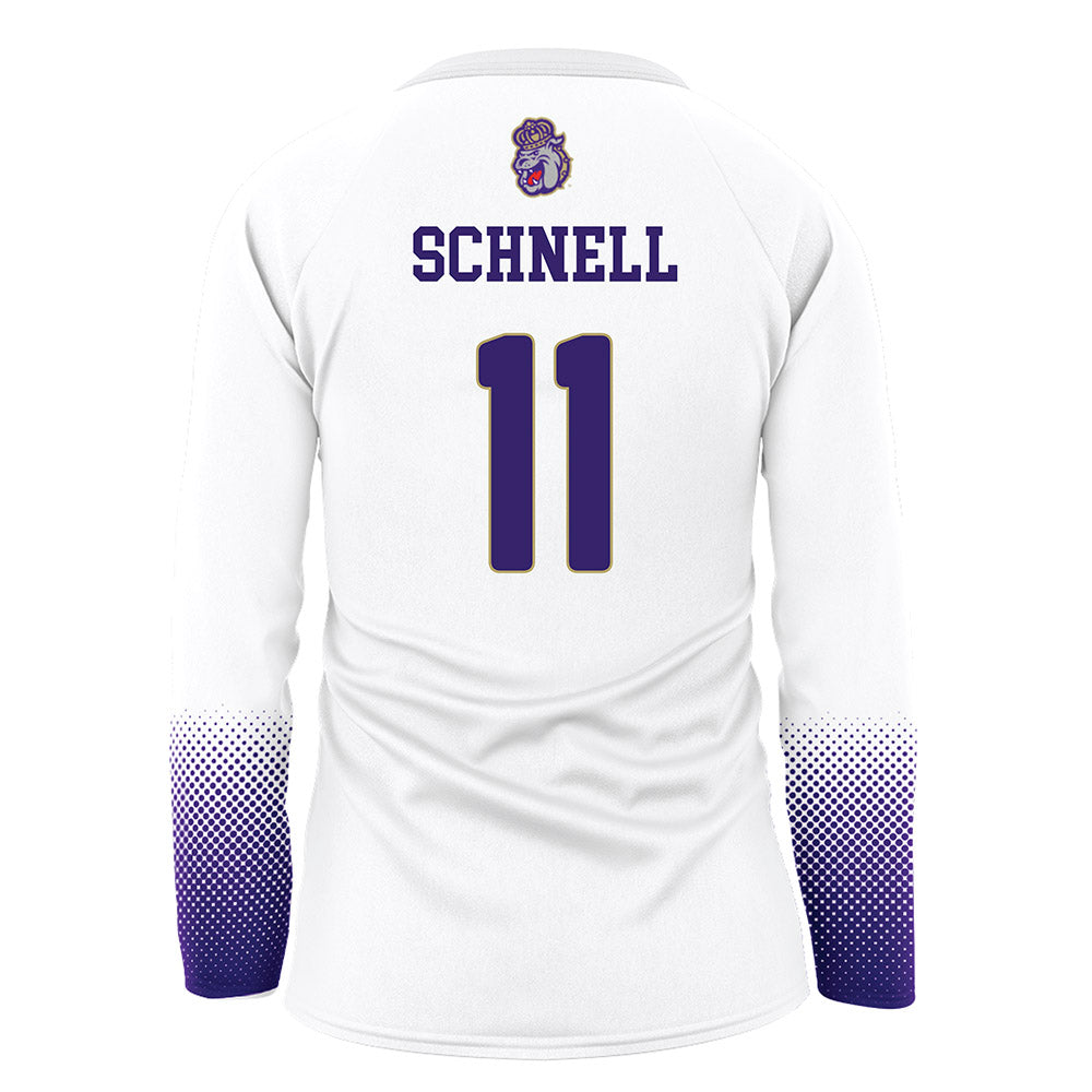JMU - NCAA Women's Volleyball : Sarah Schnell - White Volleyball Jersey-1