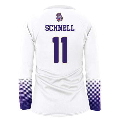 JMU - NCAA Women's Volleyball : Sarah Schnell - White Volleyball Jersey-1