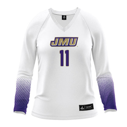 JMU - NCAA Women's Volleyball : Sarah Schnell - White Volleyball Jersey-0