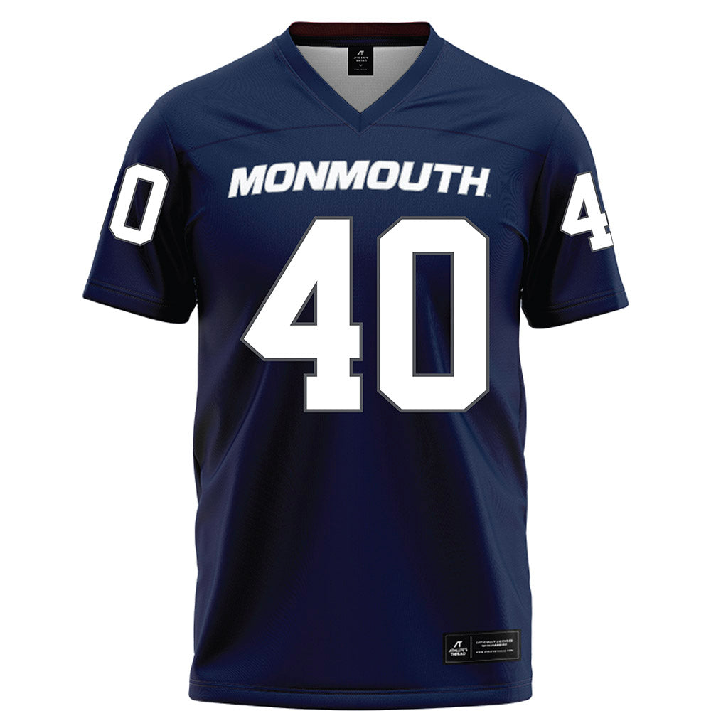 Monmouth - NCAA Football : Damir McCrary - Blue Football Jersey-0